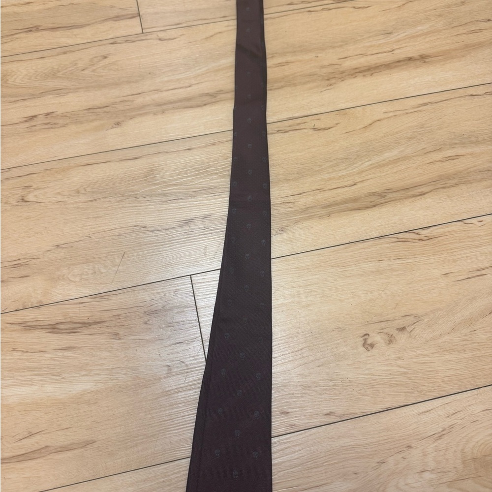Alexander McQueen Deep Brown Tie with Skull Motif